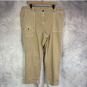 J Jill Womens Size 24W Cargo Pants Khaki Utility Relaxed Fit staple neutral